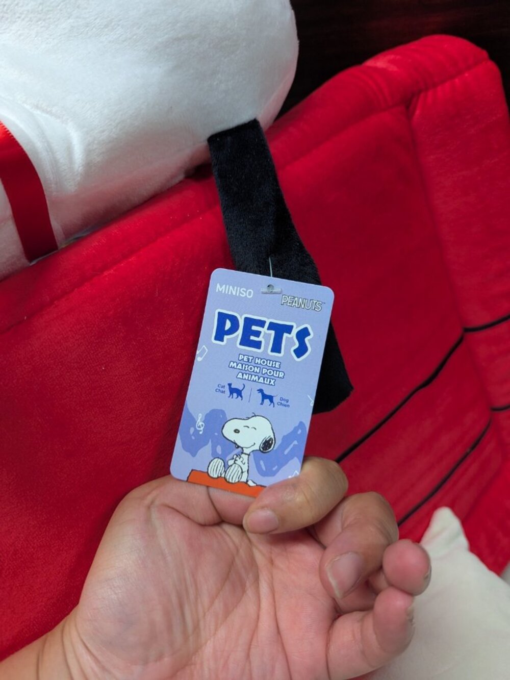 Rare Miniso Snoopy Dog House Bed Pet  Red Roof Large Cat Plush Doghouse With Tag - Picture 7 of 11